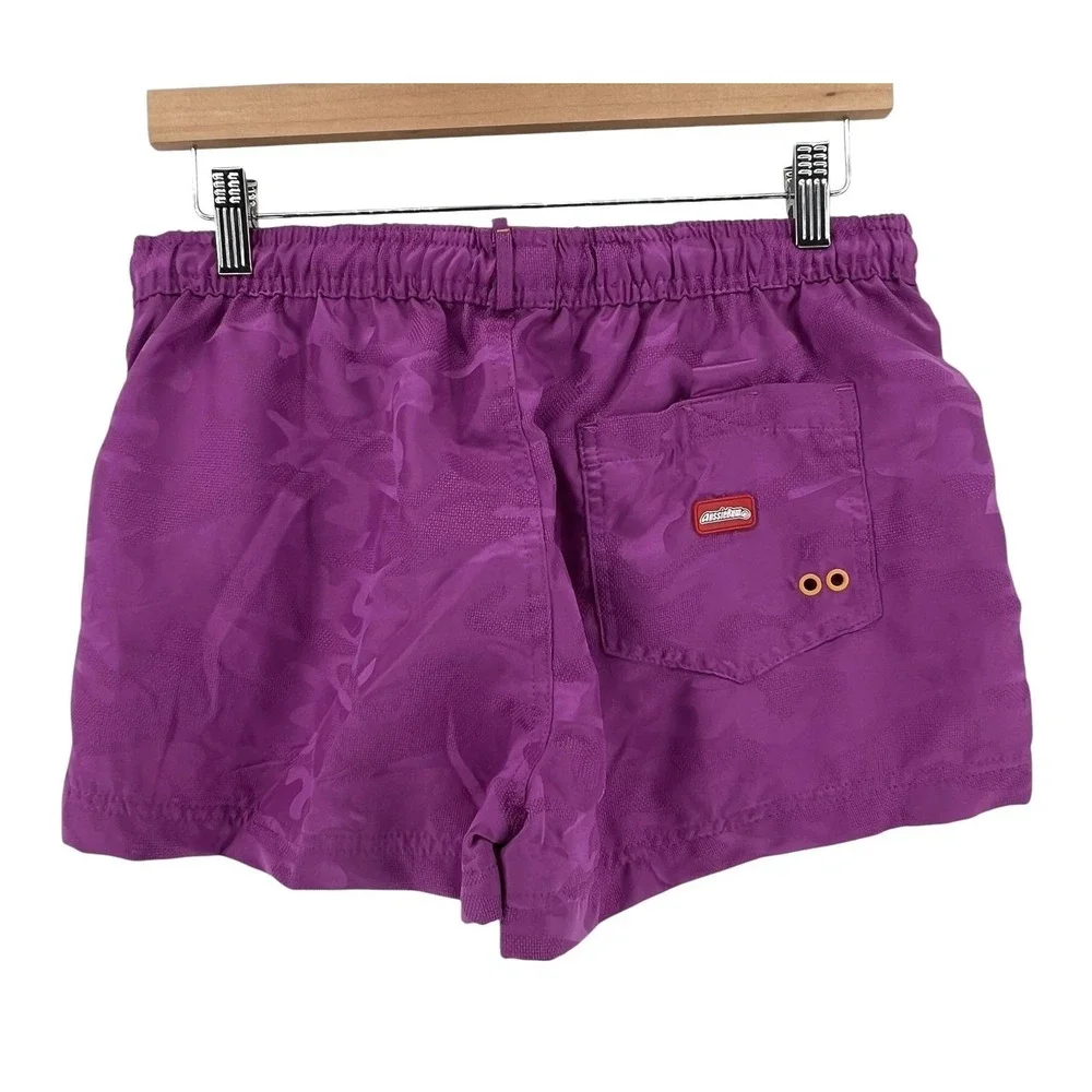 AussieBum Swim Trunks Mens Medium Purple Camo Lined Drawstring Pockets Beach‎